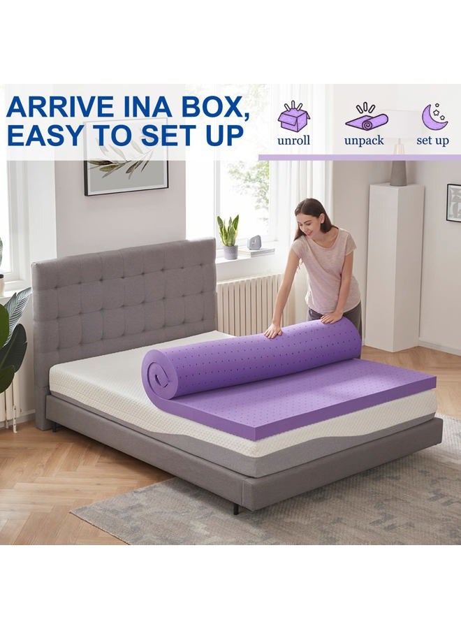 SINWEEK 4 Inch Gel Memory Foam Mattress Topper Ventilated Soft Mattress Pad, Bed Topper, CertiPUR-US Certified, Queen Size, Purple - Image 5