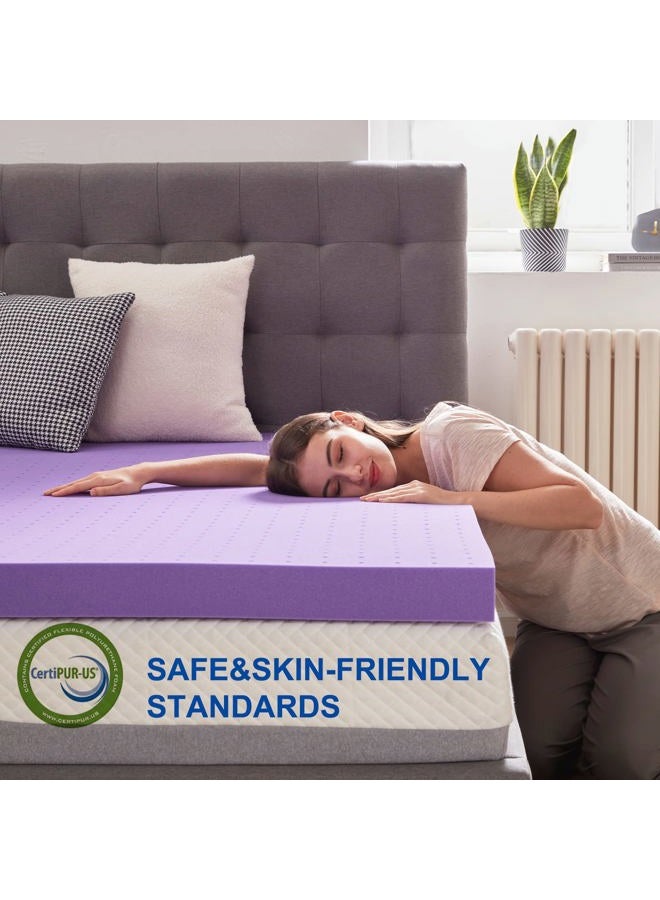 SINWEEK 4 Inch Gel Memory Foam Mattress Topper Ventilated Soft Mattress Pad, Bed Topper, CertiPUR-US Certified, Queen Size, Purple - Image 4