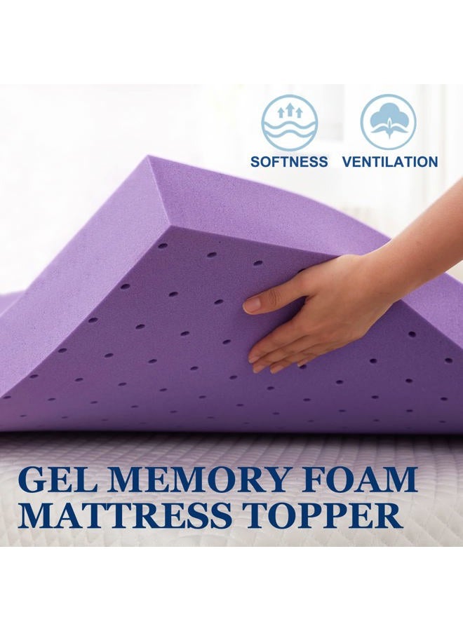 SINWEEK 4 Inch Gel Memory Foam Mattress Topper Ventilated Soft Mattress Pad, Bed Topper, CertiPUR-US Certified, Queen Size, Purple - Image 2