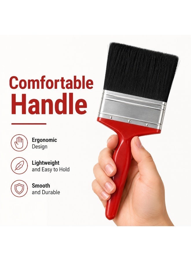 4 Inch Black Bristle Paint Brush with Wooden Handle, 100mm Wide Flat Brush for Walls, Furniture, Doors, Varnish, Enamel and DIY Painting - Image 4