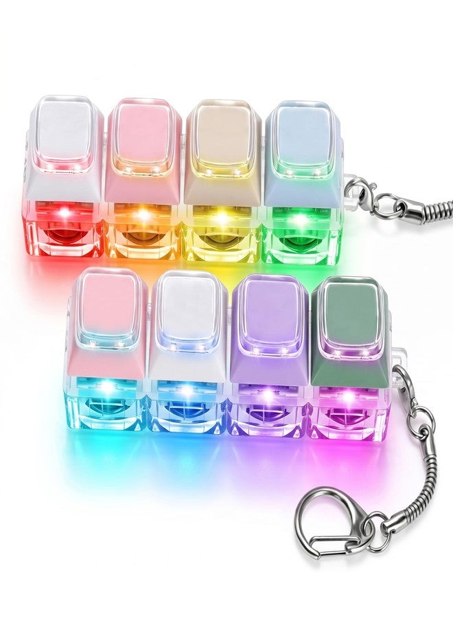 Netholid 2 PCS Macaron Clicky Keyboard Fidget Toys for Adults Light Up Keyboard Clicker Fidget Keychain Stress Relief Toy for ASMR Office Workers (2, Macaron 1) - Image 1
