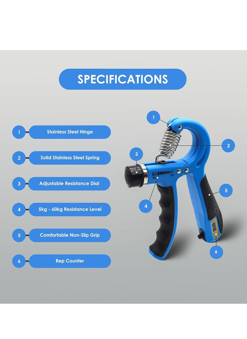 ENDLESS  - Adjustable Hand Grip Strengthener from 5 Kg to 60 Kg Resistance Level with Counter | Assorted | Home and Gym for Forearm and  Finger Power Gripper Exercises - Image 1