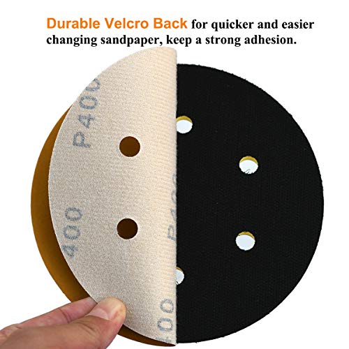 Aiyard 6-Inch 6-Hole Hook and Loop Sanding Discs 400-Grit, Random Orbital Sandpaper for Automotive and Woodworking, 100-Pack - Image 4
