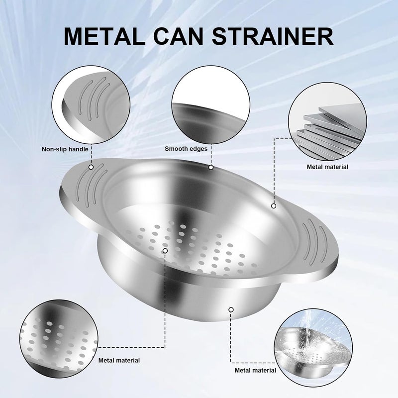Bcautay 2 Pcs Metal Tuna Can Strainer - Stainless Steel Food-Grade Press Colander for Canned Fish, Beans, Vegetables (2) - Image 3