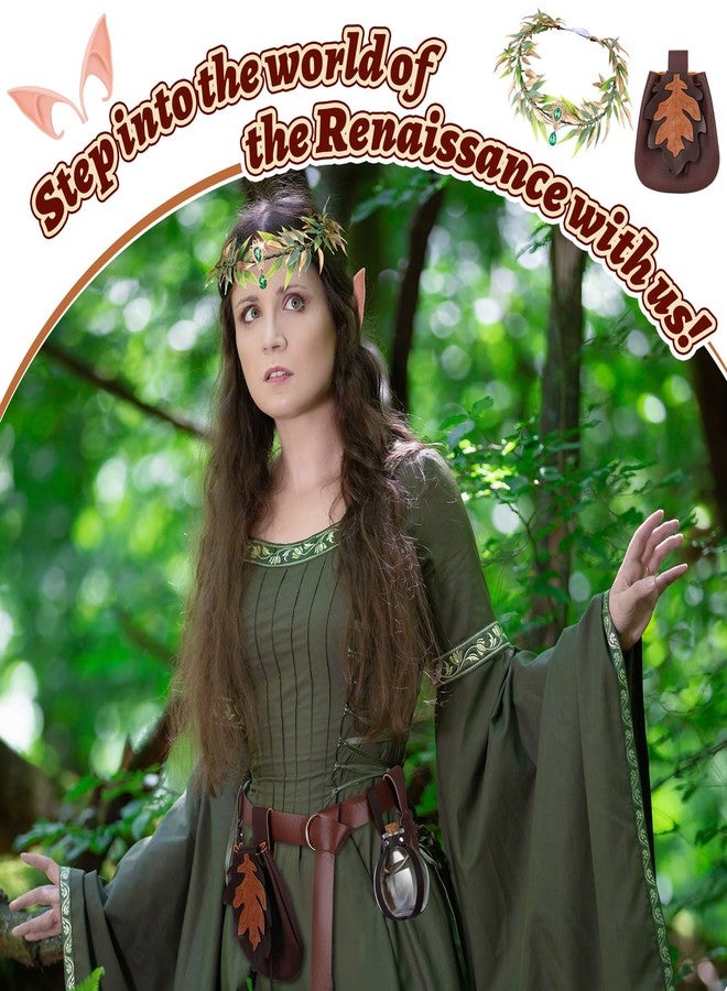 إيدويي إكسسوارات مهرجان عصر النهضة من IDEWEI للنساء - زي مهرجان عصر النهضة - حزام عصر النهضة بأذني قزم - حقيبة حزام من العصور الوسطى - زجاجات جرعات - بني - Image 4