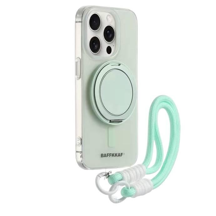 غطاء MagSafe بPC لـ iPhone 15 / 15 Plus / 15 Pro / 15 Pro Max مع حماية من السقوط وحامل قائم مع مقاوم للصدمات مع مغناطيس قوي مع حبل تعليق باللون أزرق مغناطيسي بوظيفة حامل باللون ال. - Image 3