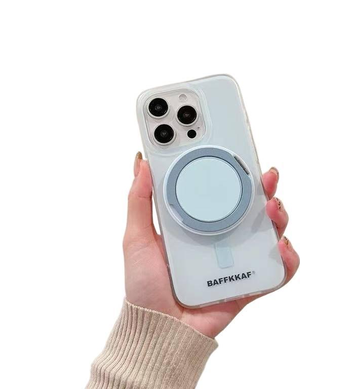 غطاء MagSafe بPC لـ iPhone 15 / 15 Plus / 15 Pro / 15 Pro Max مع حماية من السقوط وحامل قائم مع مقاوم للصدمات مع مغناطيس قوي مع حبل تعليق باللون أزرق مغناطيسي بوظيفة حامل باللون ال. - Image 1