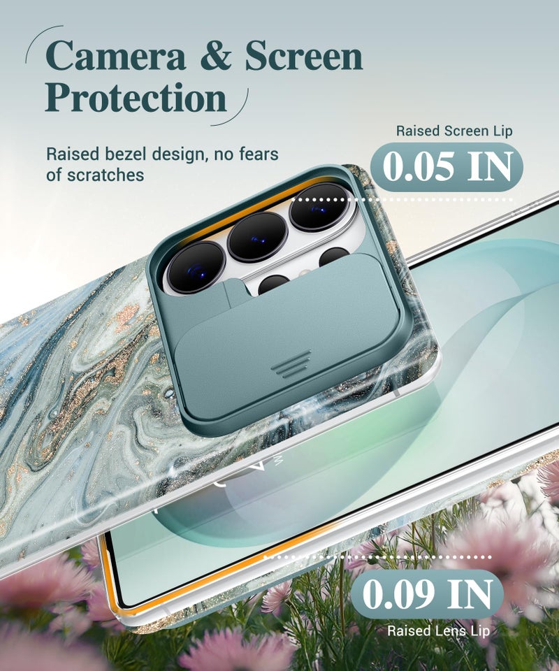 GVIEWIN for Samsung Galaxy S26 Ultra Case with Slide Camera Cover, [Screen Protector] [Shockproof Military Grade Drop Protection] Marble Slim Fit Hard PC Phone Cover S26 Ultra 6.9" 2026 (Ocean Tide) - Image 5