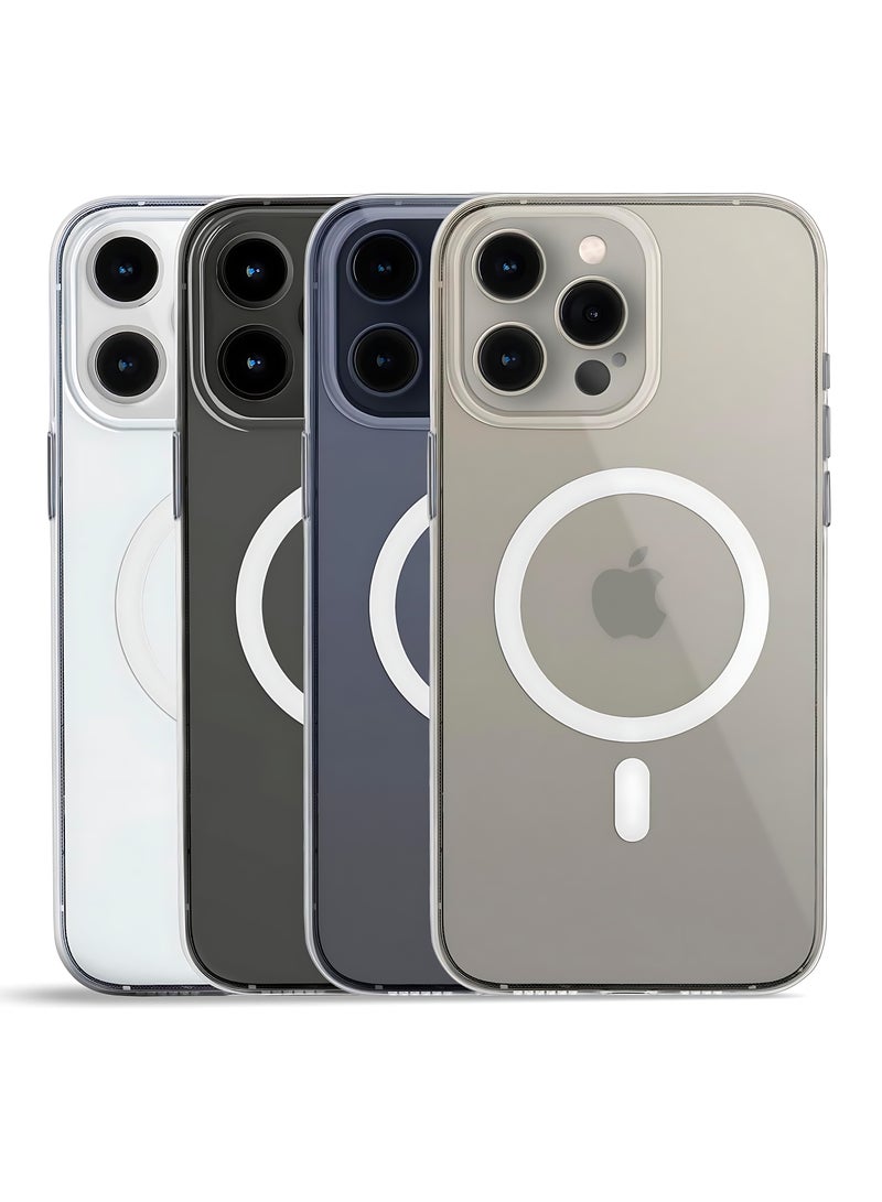 AJYAL Clear Magnetic Case for iPhone 13 Pro Mx [Magnetic Wireless Charging] Shockproof Phone Bumper Case, Anti-Scratch Classic Hybrid Case for iPhone 13 Pro Max [Clear Back] - Image 4