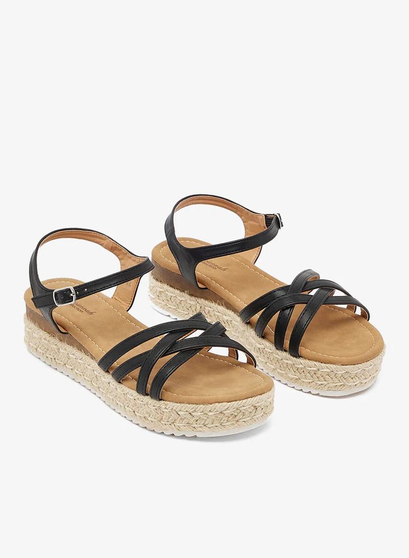 Savannah Collection Black Wedge Platform Sandal for Women | Best Price UAE