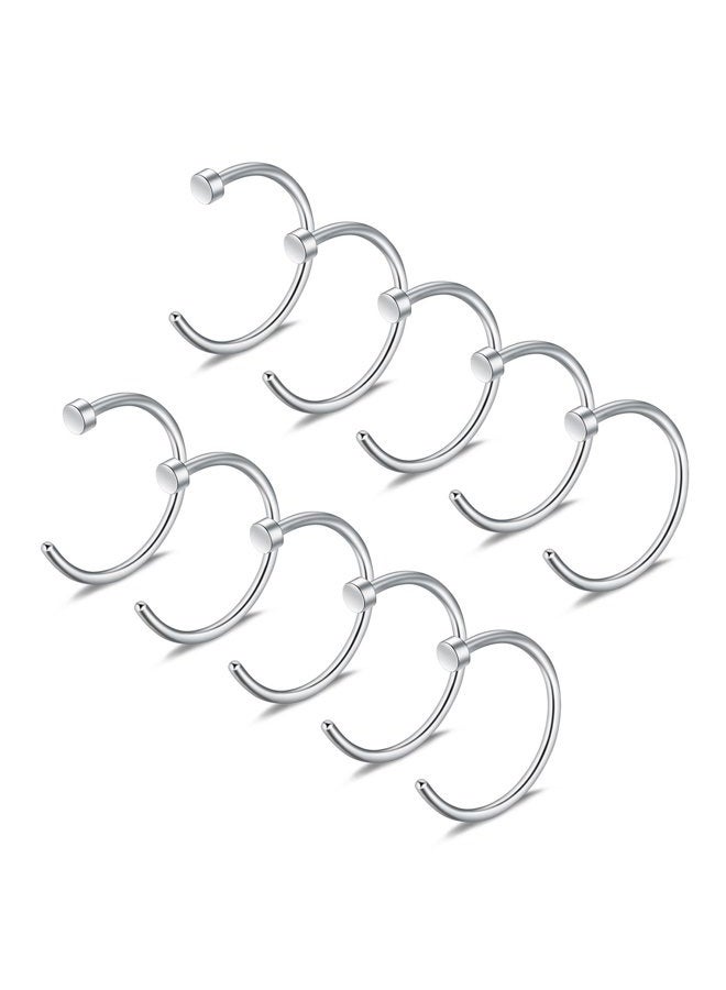 Ruifan 10pcs Stainless Steel Body Jewelry Piercing Earrings Nose Hoop Ring Unisex 22G 20G 18G 5/16" - Image 1