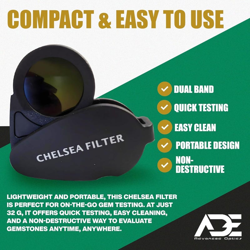 Ade Advanced Optics Chelsea Filter – Professional Gemstone Tester for Gem Identification, Jewelry & Diamond Testing – Jewelers Loupe Tool for Sapphire, Aquamarine & Stones - Image 5