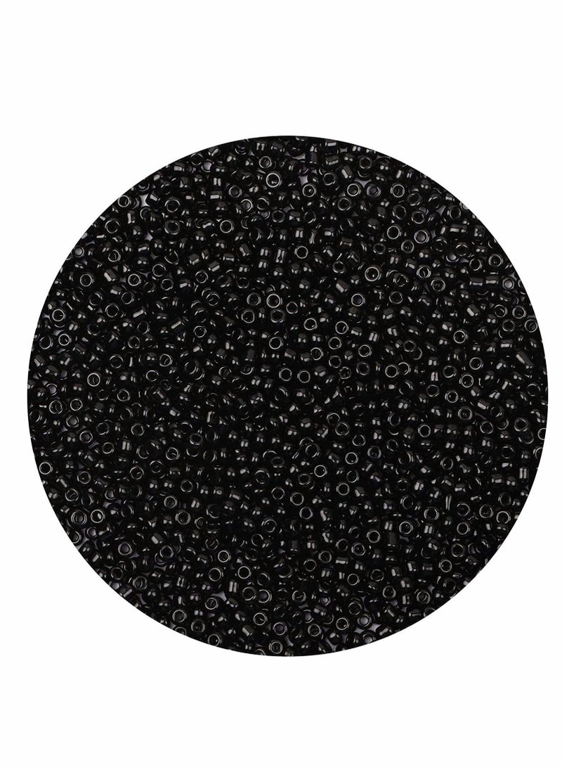 6000pcs Glass Seed Beads Bulk, 2mm 12/0 Craft Seed Beads Small Pony Beads for DIY Craft Project Bracelet Necklace Jewelry Making - Black Color Waist Beads Spacer Beads with Tweezers - Image 1