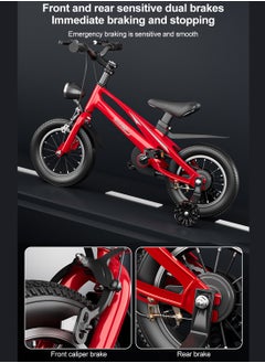 HELLO BABY 14 inch Bicycle for Kids, Lightweight Magnesium Alloy Kids Bicycle, with Flashing Training Wheels, Adjustable Seat and Headlight, for Children 2-7 Year Boys and Girls  - Image 2
