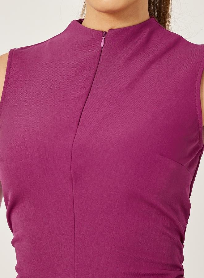 Styli Solid Sleeveless Mermaid Hem Midi Dress - Image 3