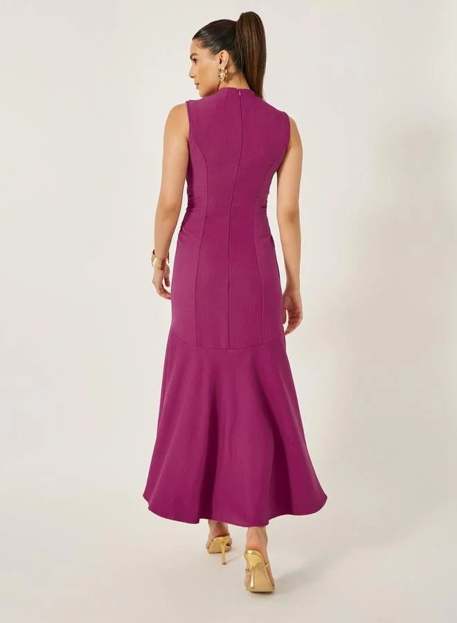 Styli Solid Sleeveless Mermaid Hem Midi Dress