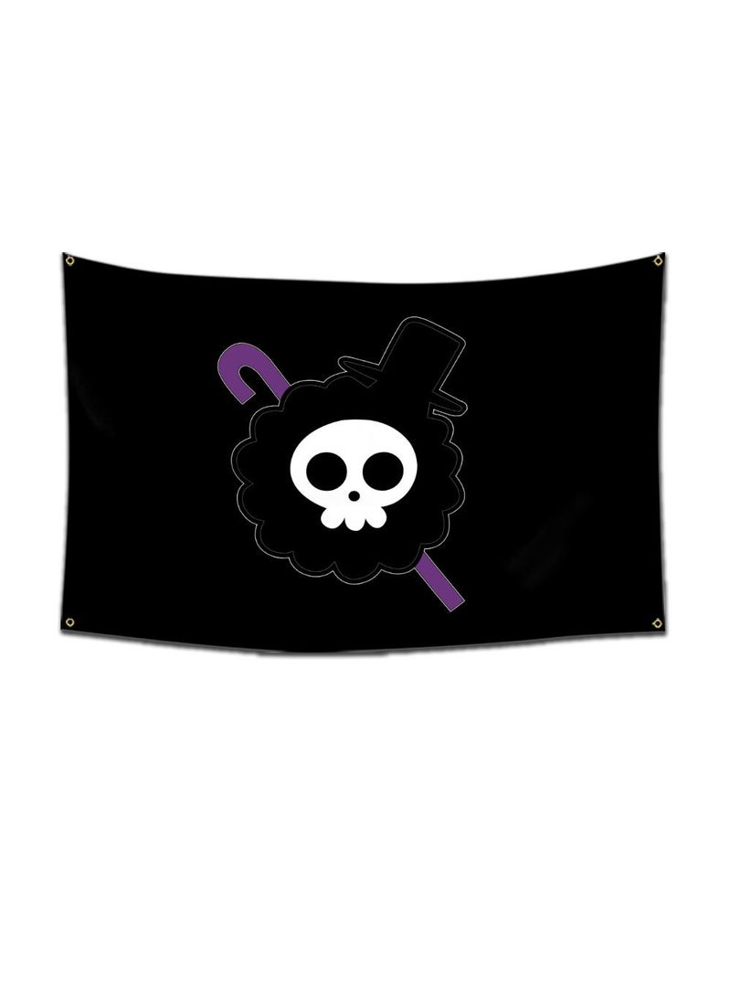 General 1-Pieces Polyester Flag ONE PIECE Cartoon Flag Design Cosplay Pirate Flag Straw Hat Luffy Print Room Decor with Corners Buckle 60*90cm Black-A8  - Image 1