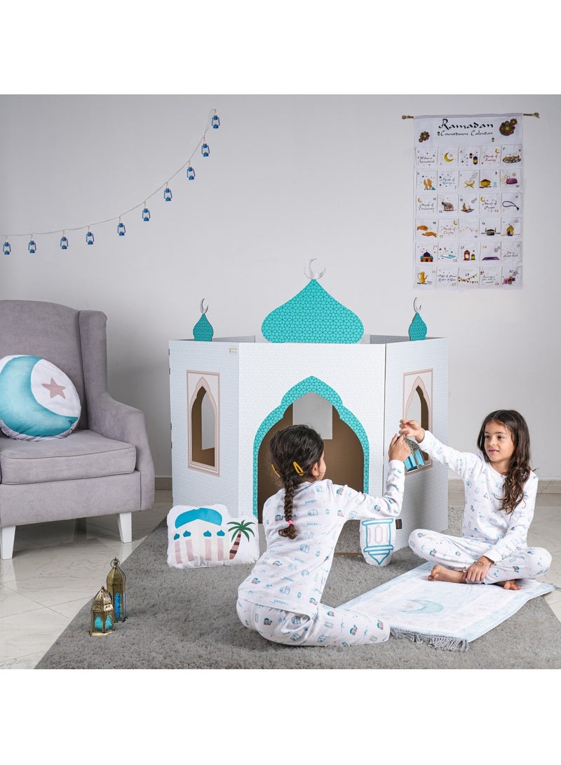 بيت لعب من الكرتون بتصميم مسجد من هلالفول | نشاط "اصنعه بنفسك" للأطفال | لعب خيالي | للعب الداخلي | هدية إسلامية للأطفال | لعبة تعليمية وتعلمية | سهلة التجميع