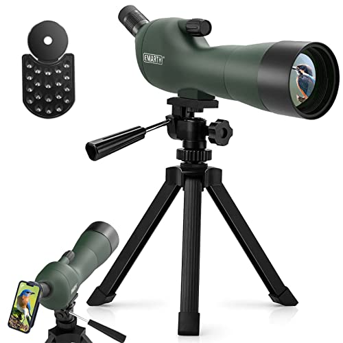 Emarth 20-60x60 Angled Spotting Scope for Target Shooting, Spotting Scope w/Tripod 14" Tabletop/Phone Adapter/Carry Bag, 1.37lb Spotter Scope, Ligth Waterproof Spotting Scopes for Hunting, Birding - Image 1