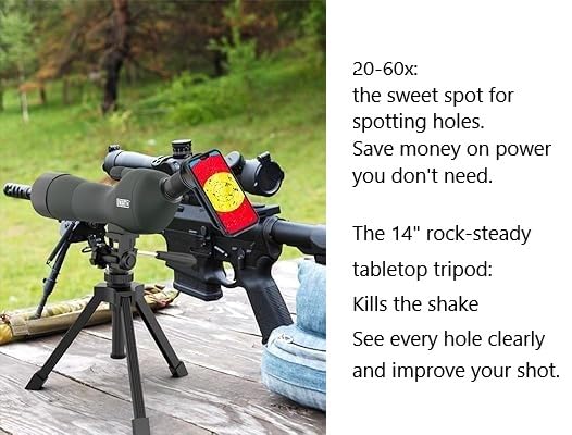 Emarth 20-60x60 Angled Spotting Scope for Target Shooting, Spotting Scope w/Tripod 14" Tabletop/Phone Adapter/Carry Bag, 1.37lb Spotter Scope, Ligth Waterproof Spotting Scopes for Hunting, Birding - Image 4