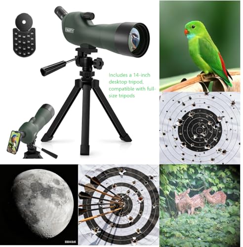 Emarth 20-60x60 Angled Spotting Scope for Target Shooting, Spotting Scope w/Tripod 14" Tabletop/Phone Adapter/Carry Bag, 1.37lb Spotter Scope, Ligth Waterproof Spotting Scopes for Hunting, Birding - Image 3