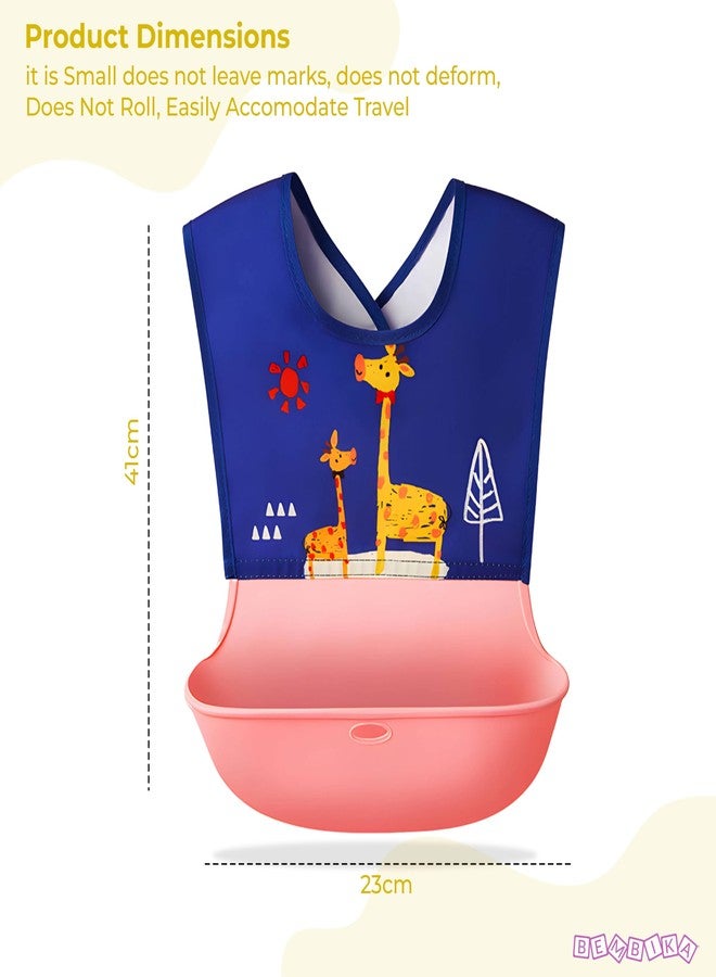 BEMBIKA Baby Feeding Essential Baby Feeding Bib Silicone Tableware Waterproof, Washable Lightweight And Ideal For Feeding Baby & Toddlers-(Giraffe Blue) - Image 3