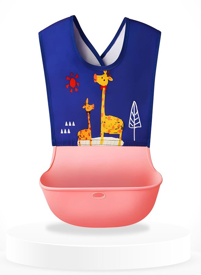 BEMBIKA Baby Feeding Essential Baby Feeding Bib Silicone Tableware Waterproof, Washable Lightweight And Ideal For Feeding Baby & Toddlers-(Giraffe Blue) - Image 1