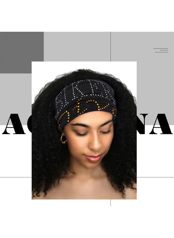 Aceorna أطواق رأس مزينة بالأحجار اللامعة واسعة مرنة للتنزه أطواق رأس سوداء عمامة رياضية لأشرطة شعر النساء 3 قطع (النوع أ) - Image 5
