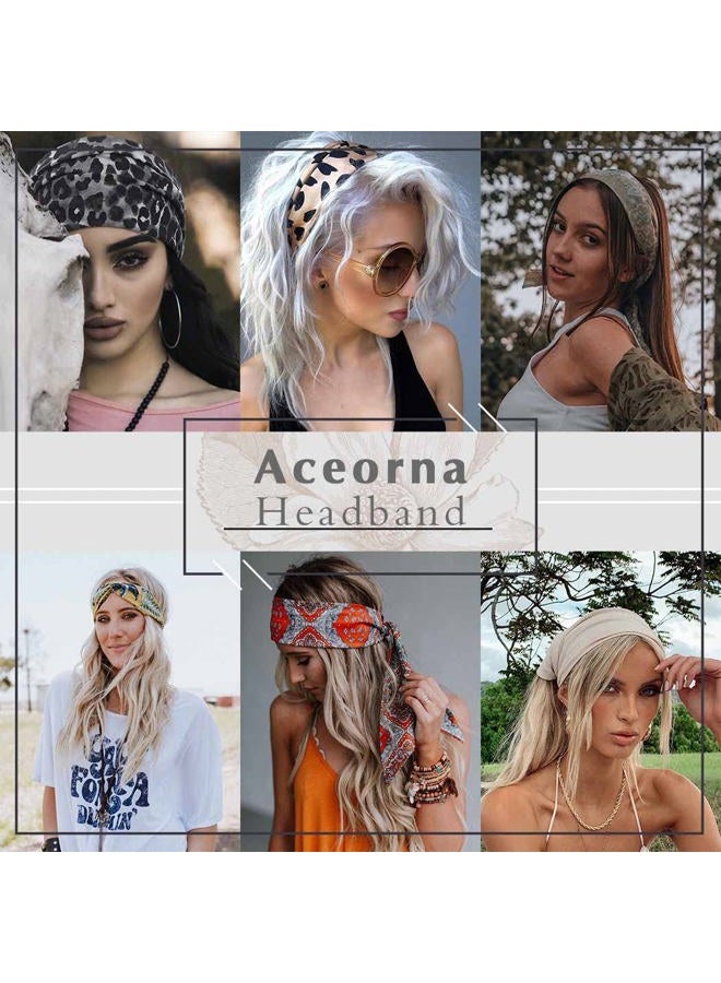Aceorna أطواق رأس مزينة بالأحجار اللامعة واسعة مرنة للتنزه أطواق رأس سوداء عمامة رياضية لأشرطة شعر النساء 3 قطع (النوع أ) - Image 4