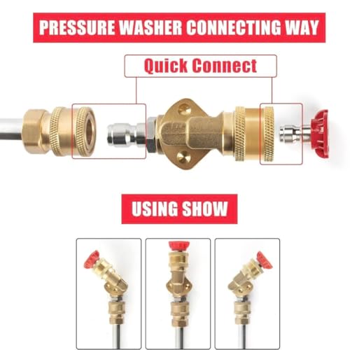JPT Heavy Duty Pressure Washer Brass Pivoting Coupler | 180° Rotation with 5 Angles | 1/4" Quick Connect | 4500 PSI Pressure Withstand - Image 4