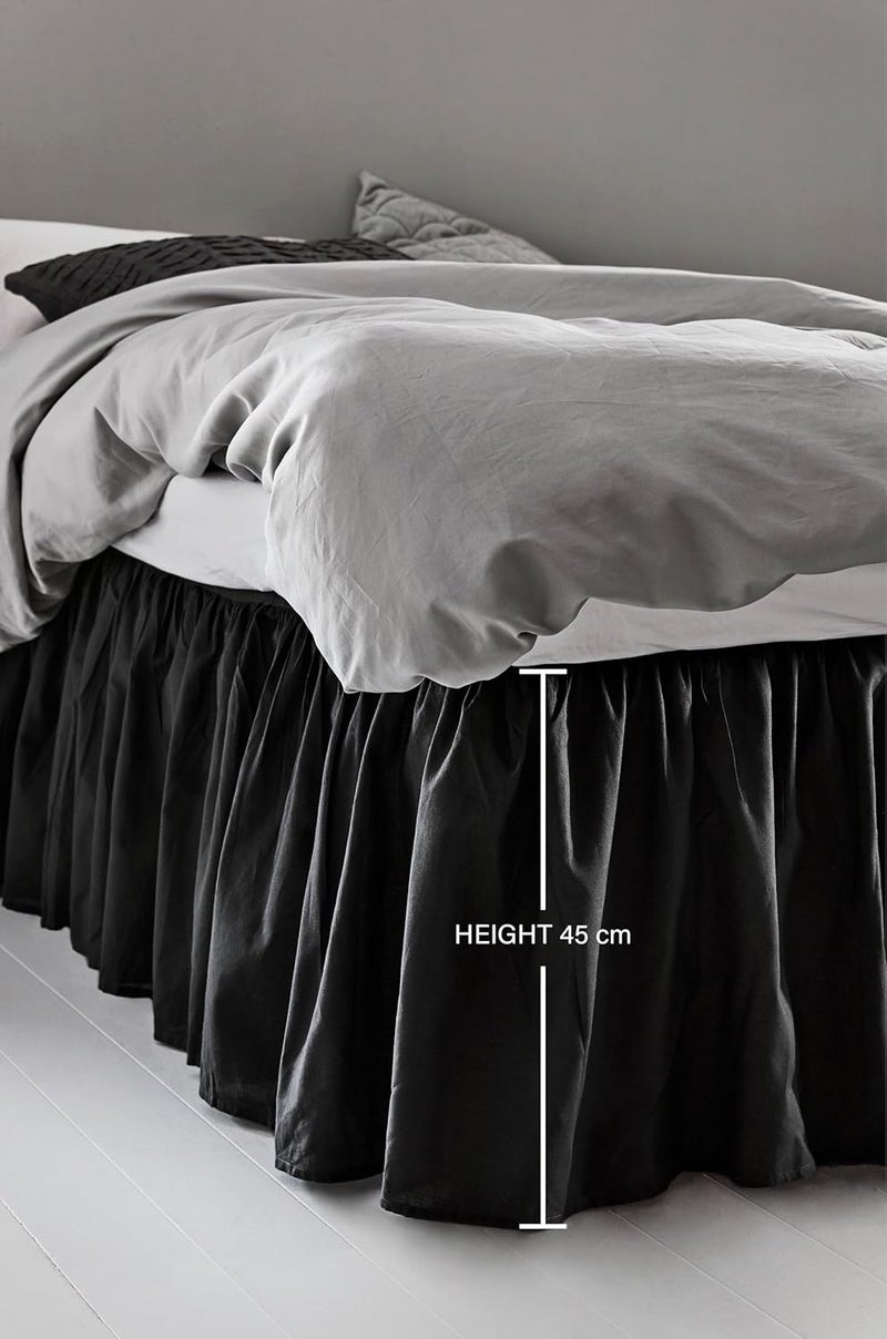 JOTEX Zack Valance Bed Skirt - 100% High Quality Organic Cotton Bed Skirt, Height 45 cm - Black, 120 x 200 cm - Image 3