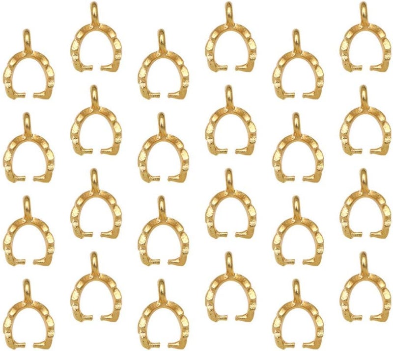 comfrt 100 Pcs Metal Pinch Clip Clasp Bail Finish Necklace Clasps Dangle Charm Bead Pendant Connector Findings for Pendant Necklace Jewelry Making (Golden) - Image 1