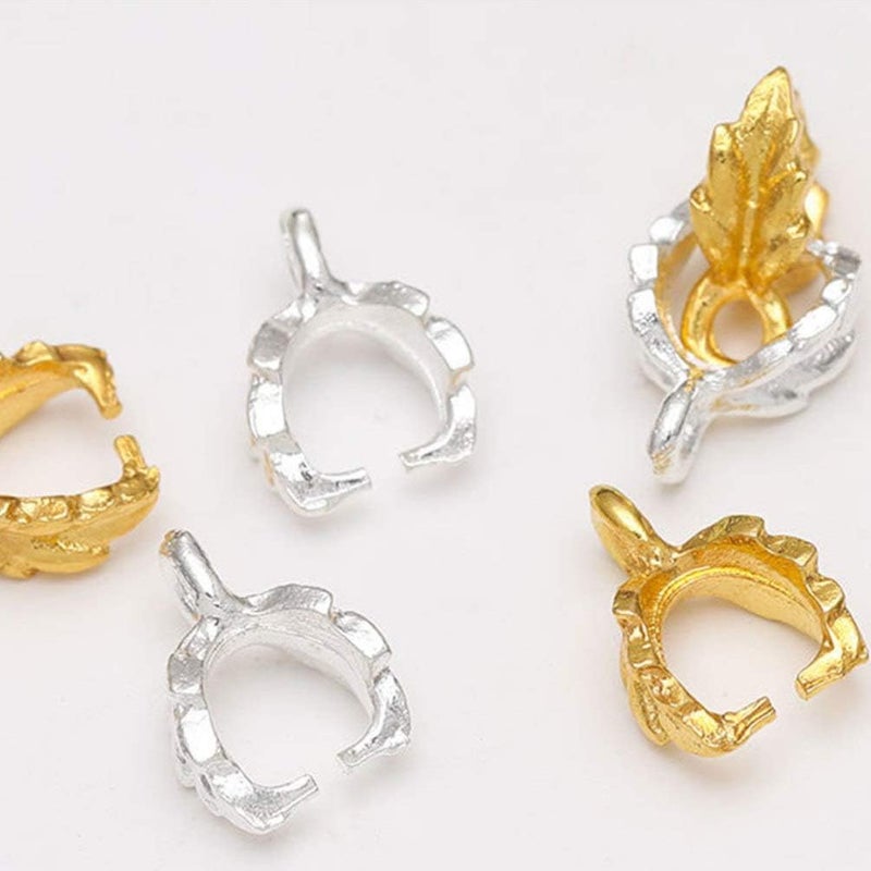 comfrt 100 Pcs Metal Pinch Clip Clasp Bail Finish Necklace Clasps Dangle Charm Bead Pendant Connector Findings for Pendant Necklace Jewelry Making (Golden) - Image 5
