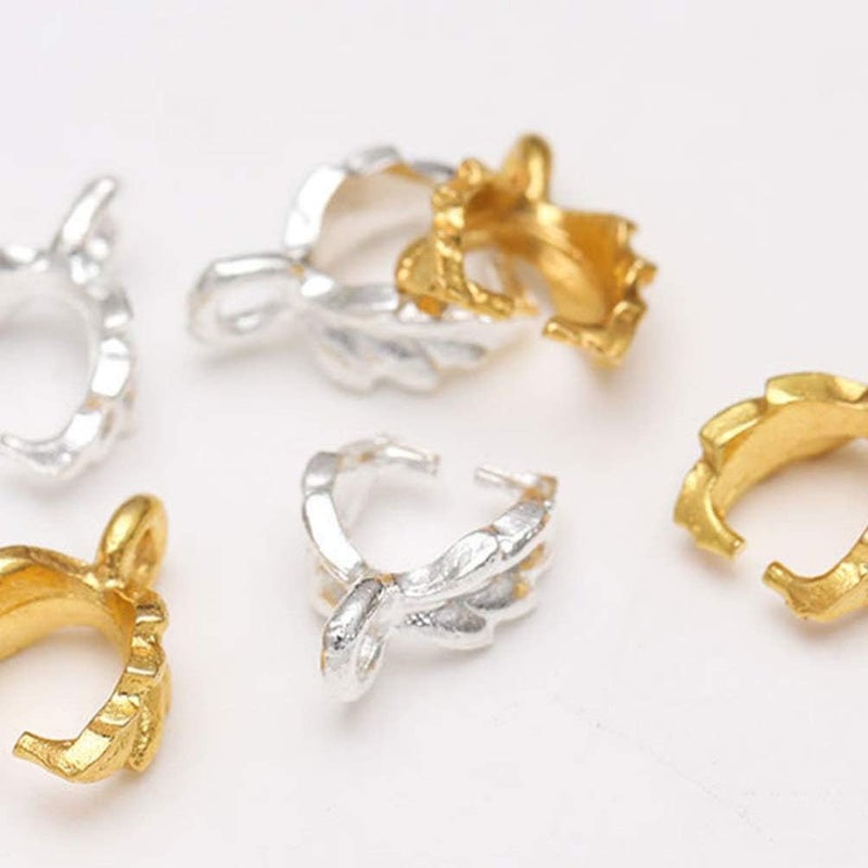 comfrt 100 Pcs Metal Pinch Clip Clasp Bail Finish Necklace Clasps Dangle Charm Bead Pendant Connector Findings for Pendant Necklace Jewelry Making (Golden) - Image 4