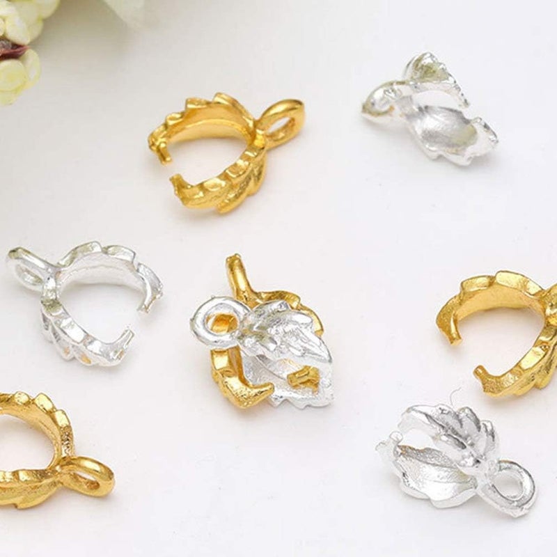 comfrt 100 Pcs Metal Pinch Clip Clasp Bail Finish Necklace Clasps Dangle Charm Bead Pendant Connector Findings for Pendant Necklace Jewelry Making (Golden) - Image 3