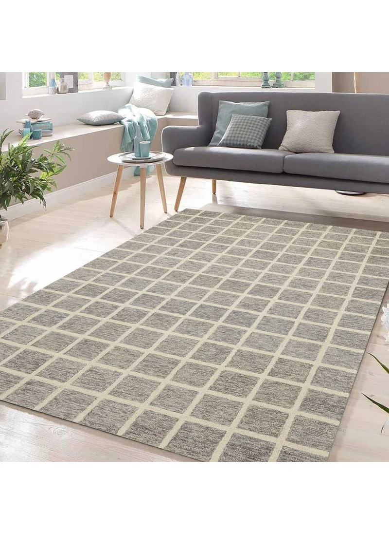 Vagonik Wagonic Checkerboard Patterned Digital Printed Carpet Non-Slip Based Washable Carpet