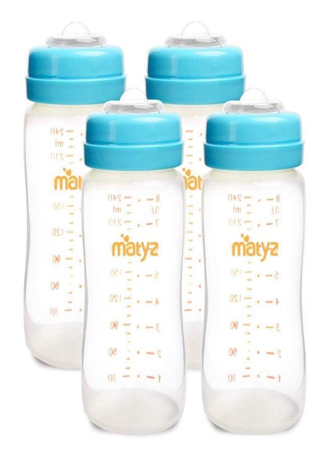 Matyz 4-PACK Wide Mouth Breast Milk Storage Containers With Lids (Blue, 8oz Each) - Freezer Safe Breastmilk Storage Bottles - Breast Pump Accessories For Medela Spectra Avent Breast Pumps - Image 1