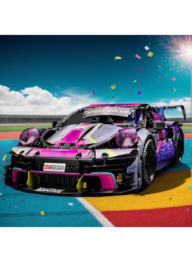 Purple Supercar Building Blocks Model Easy Assembly High Quality ABS Movie Inspired Design - Image 3