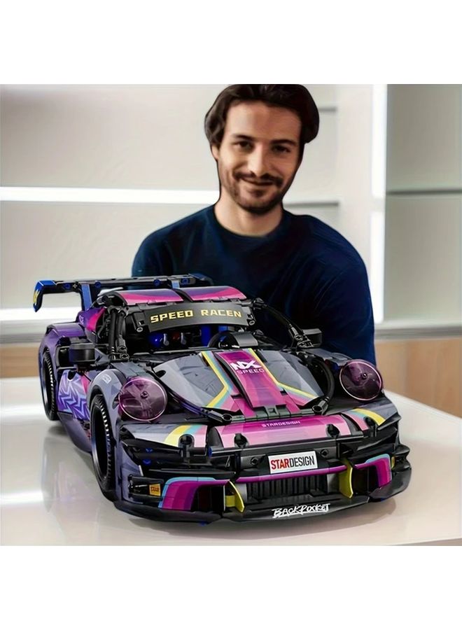 Purple Supercar Building Blocks Model Easy Assembly High Quality ABS Movie Inspired Design - Image 2