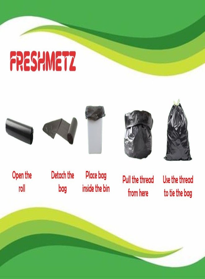 FRESHMETZ أكياس قمامة قابلة للتحلل الحيوي من FRESHMETZ، حجم متوسط، أسود، 30 كيسًا لكل لفة (أسود، عبوة من 4) - Image 3