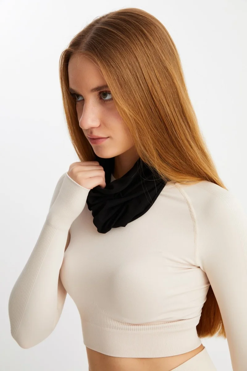 Butikgiz Black Women's 4-Functional Protector, Cotton, Flexible, Sweatproof, Bandana, Neck Collar, Buff, Mask