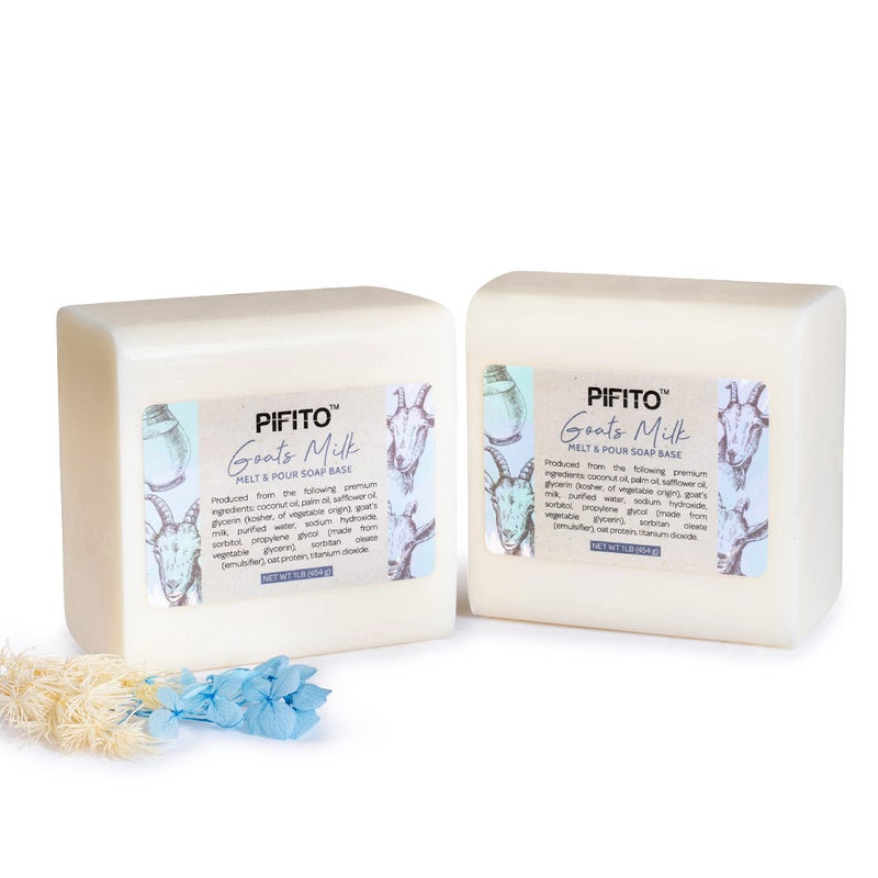 Pifito Goats Milk Melt and Pour Soap Base 2 lb Premium 100 Natural Glycerin Soap Base Luxurious Soap Making Supplies