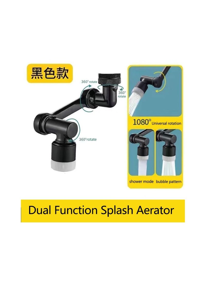 1-Piece Robotic Arm 1080 Degree Rotating Universal Faucet, Double Adjustment Multi-function Faucet Extender, Splash-Proof Multi-Joint Faucet,Colour Black  - Image 2