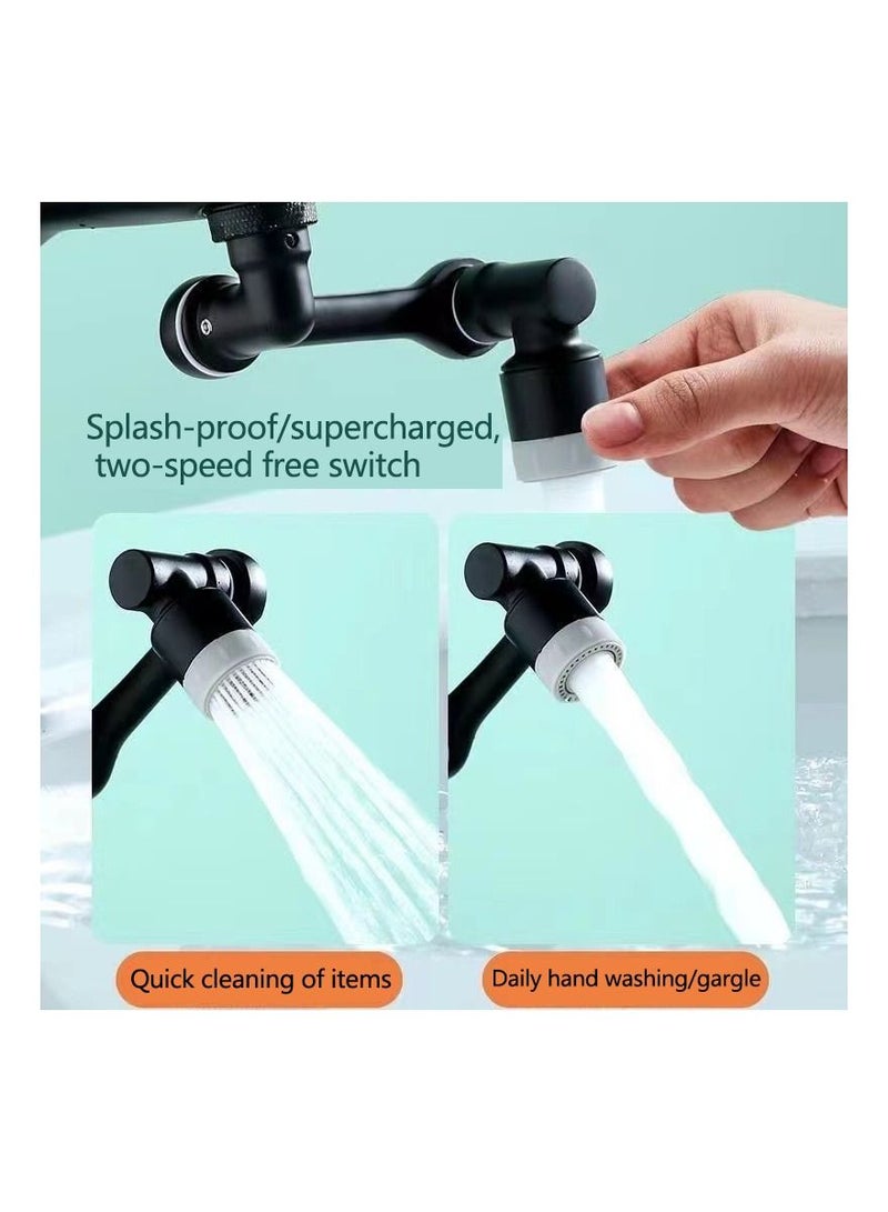 1-Piece Robotic Arm 1080 Degree Rotating Universal Faucet, Double Adjustment Multi-function Faucet Extender, Splash-Proof Multi-Joint Faucet,Colour Black  - Image 4