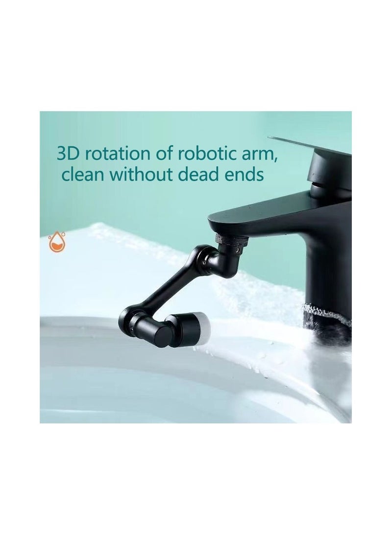 1-Piece Robotic Arm 1080 Degree Rotating Universal Faucet, Double Adjustment Multi-function Faucet Extender, Splash-Proof Multi-Joint Faucet,Colour Black  - Image 3