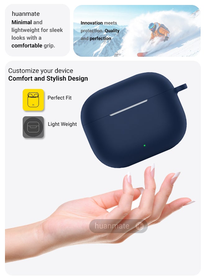 huanmate Huawei FreeBuds SE 4 ANC Silicone Case Cover - Dark Blue - Made with Soft Silicone, Lightweight & Durable - Stylish Design, Accurate Cut-outs, Easy Installation & Removal - Image 3