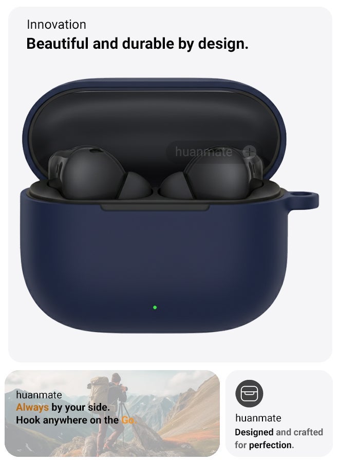 huanmate Huawei FreeBuds SE 4 ANC Silicone Case Cover - Dark Blue - Made with Soft Silicone, Lightweight & Durable - Stylish Design, Accurate Cut-outs, Easy Installation & Removal - Image 2