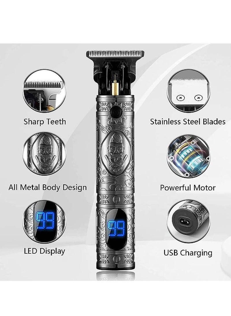 Y&D Trimmer T Blade Grooming Cordless Rechargeable,Professional 0mm Baldheaded Zero Gapped Hair Clipper for Men (silver) - Image 2