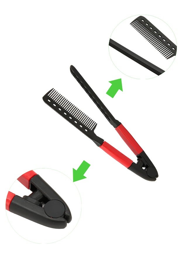 Generic Flat Iron Straightening Comb,Folding Flat Comb Salon Hair Brush Comb Hairdressing Styling Hair Straightener,Hair Styling Comb Styling Comb V-Shaped Straightening Comb For Knotty Hair - Image 2