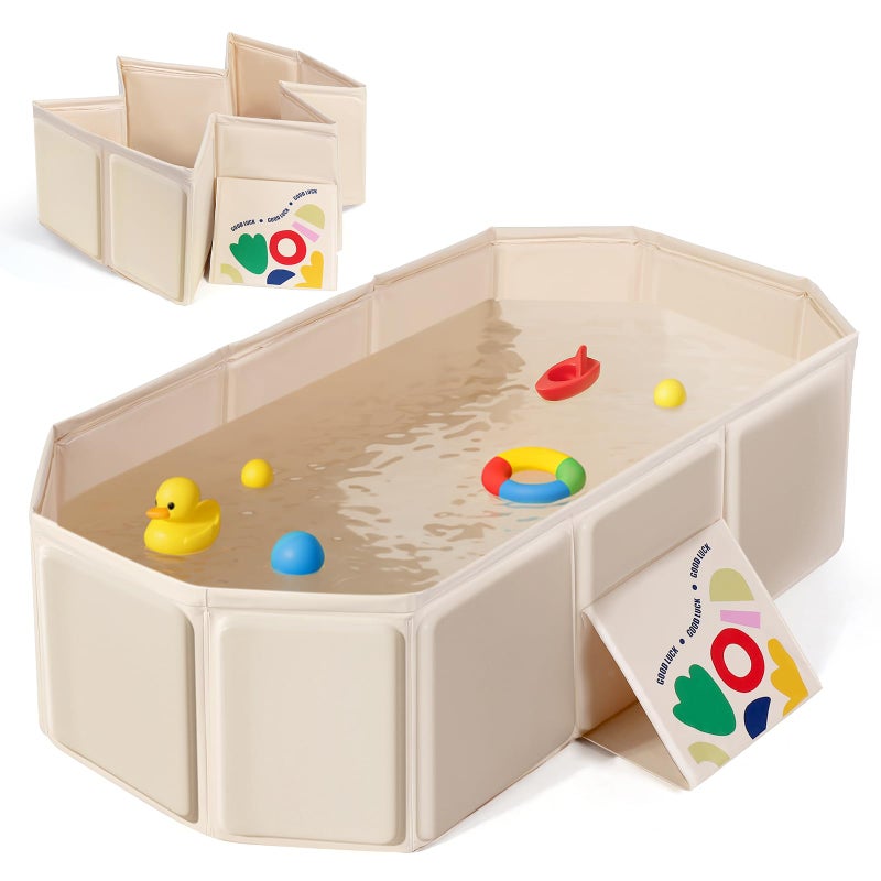 Orzbow Collapsible Baby Bathtub, Toddler Bathtub with Non-Slip Base, Portable Bath Tub for Kids Infant 12 Months+ Travel, Easy to Clean, Stable & Durable, Space-Saving, White - Image 1
